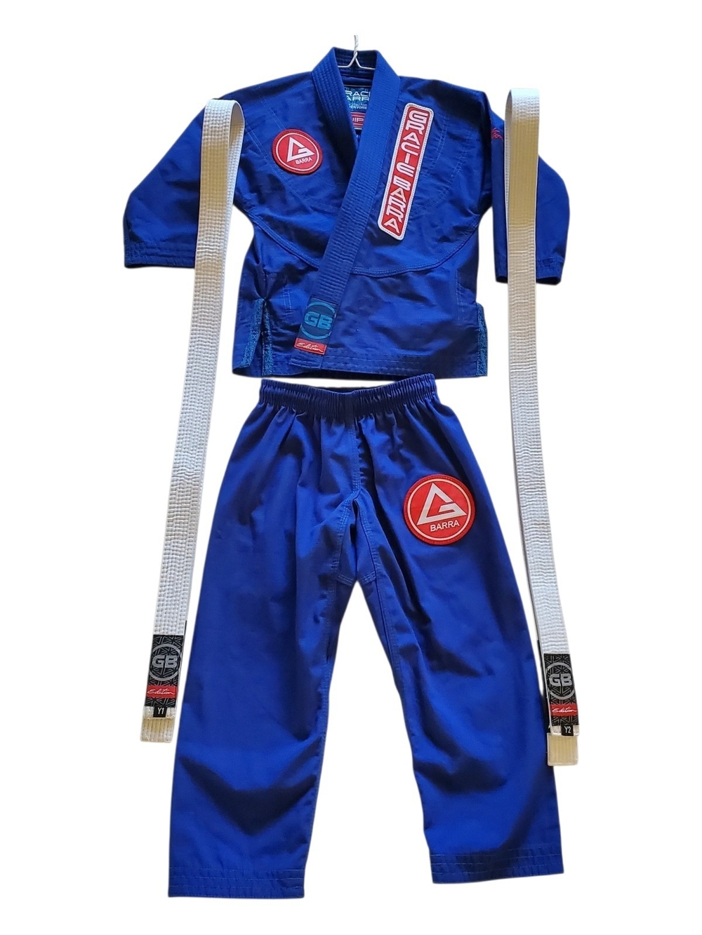 Kids Blue Gracie Barra Jiu-Jitsu Gi Set with Two White Belts